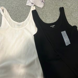 old navy, black and white tank tops, both medium